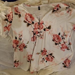 Allegrace 2x pink floral short sleeve top